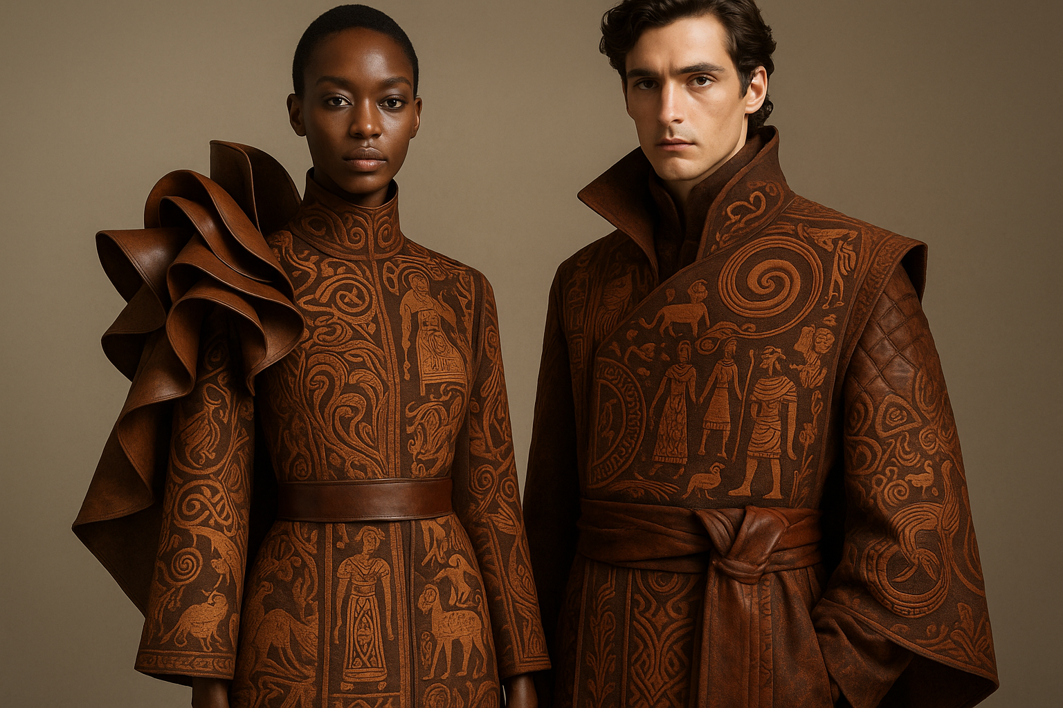 1 or two people more shique and brown them , cloths with meaning , artwear